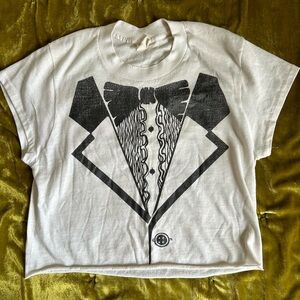 Vintage tuxedo tee crop top small